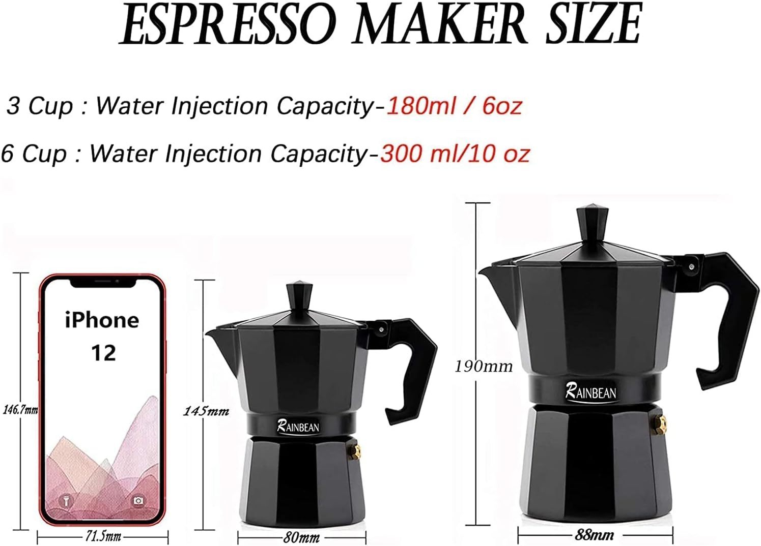 Stovetop Espresso Maker Espresso Cup Moka Pot Classic Cafe Maker Percolator Coffee Maker Italian Espresso for Gas or Electric Aluminum Black Gift package with 2 cups Amazon Platform Banned ScentiMelti Home Fragrance, Beauty & Gifts UK ScentiMelti Wax Melts