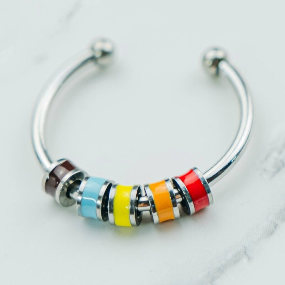 Colourful Enamel Beaded Rotatable Fidget Spinner Chain Ring - ScentiMelti Home Fragrance, Beauty & Gifts UK