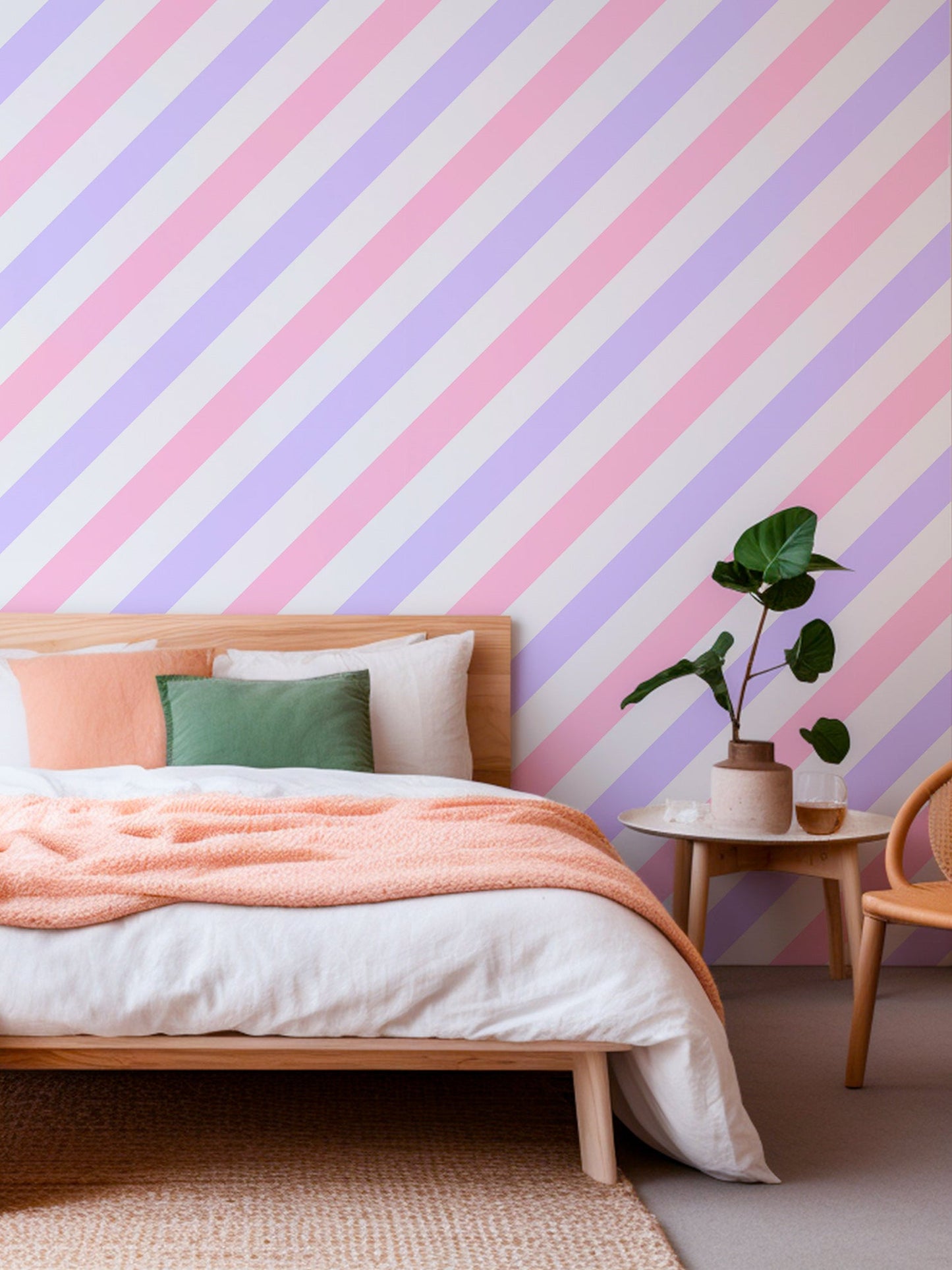 Candy Crush Kids’ Wallpaper in Lavender and Pink Candy | Pink and Purple Diagonal Stripe Wallpaper - ScentiMelti Home Fragrance, Beauty & Gifts UK