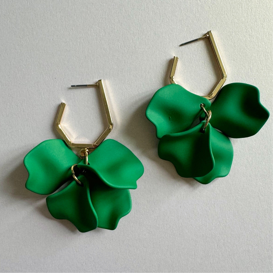 Juni Mid Green Petal Earrings LUXE TONES ScentiMelti Wax Melts