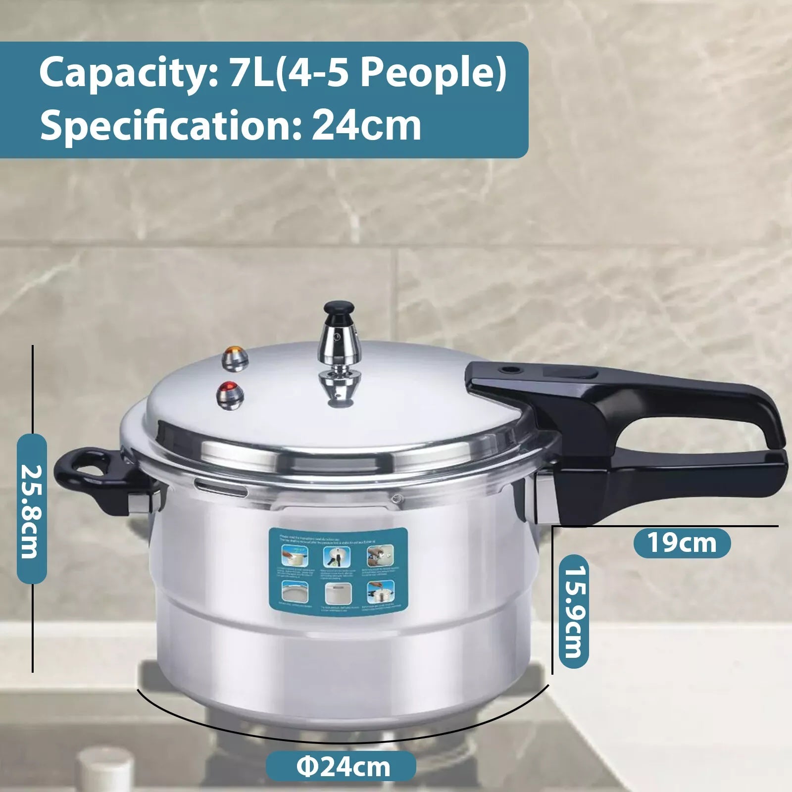 5 Litre / 7 Litre Aluminum Pressure Cooker | Kitchen Cookware Steamer Durable UK - ScentiMelti Home Fragrance, Beauty & Gifts UK