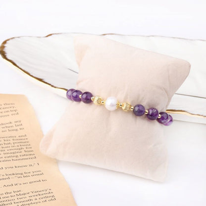 Amethyst Freshwater Pearl Bracelet 18ct Gold Plated - ScentiMelti Home Fragrance, Beauty & Gifts UK