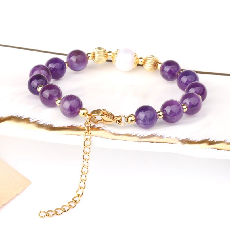 Amethyst Freshwater Pearl Bracelet 18ct Gold Plated - ScentiMelti Home Fragrance, Beauty & Gifts UK