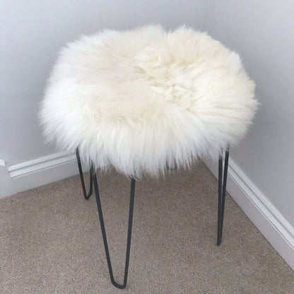 100% Genuine British Sheepskin Seat Pad Roundie 35cm Cream White Ivory - ScentiMelti Home Fragrance, Beauty & Gifts UK