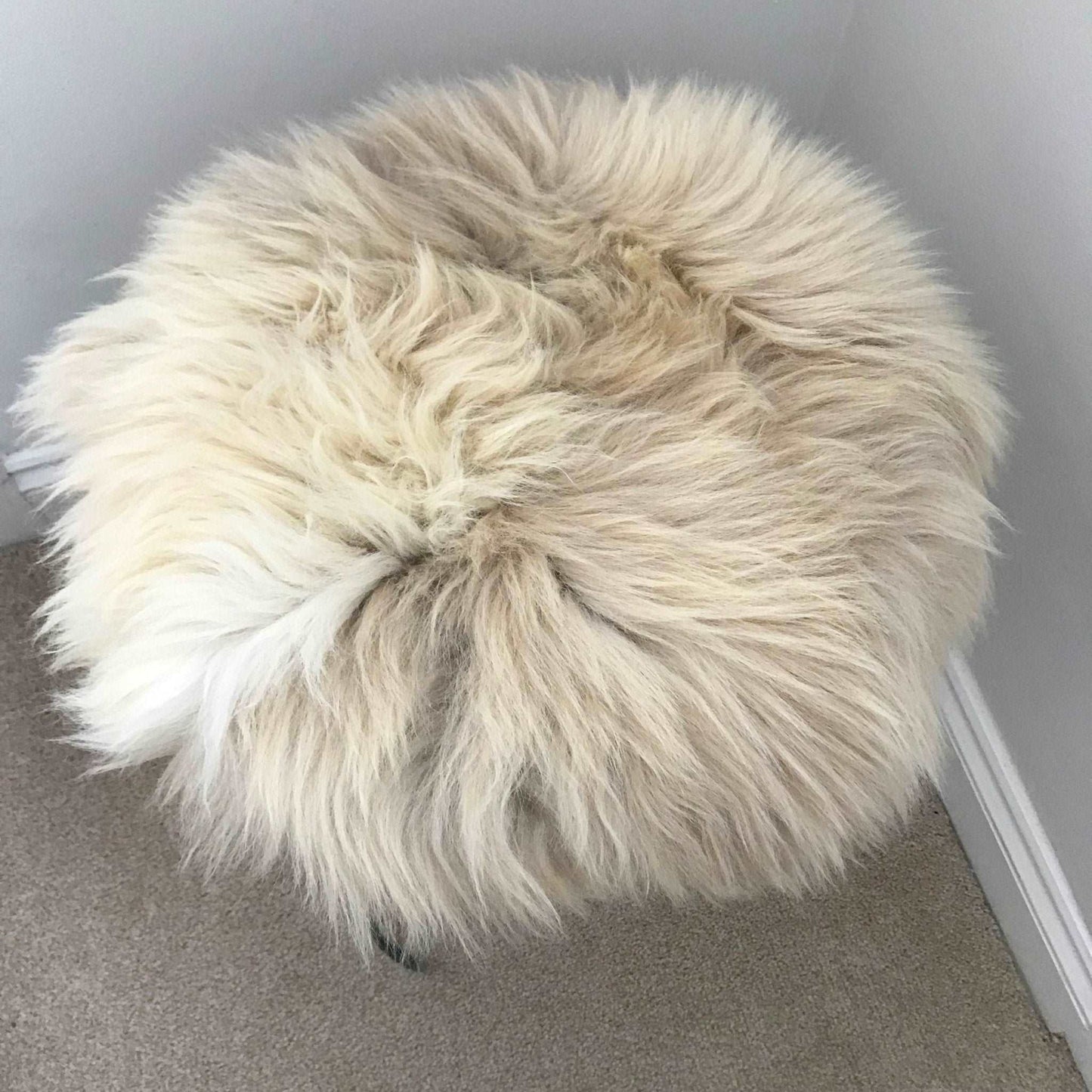 100% Genuine Real Sheepskin Seat Pad British Roundie 35cm Cream / Light Browns - ScentiMelti Home Fragrance, Beauty & Gifts UK