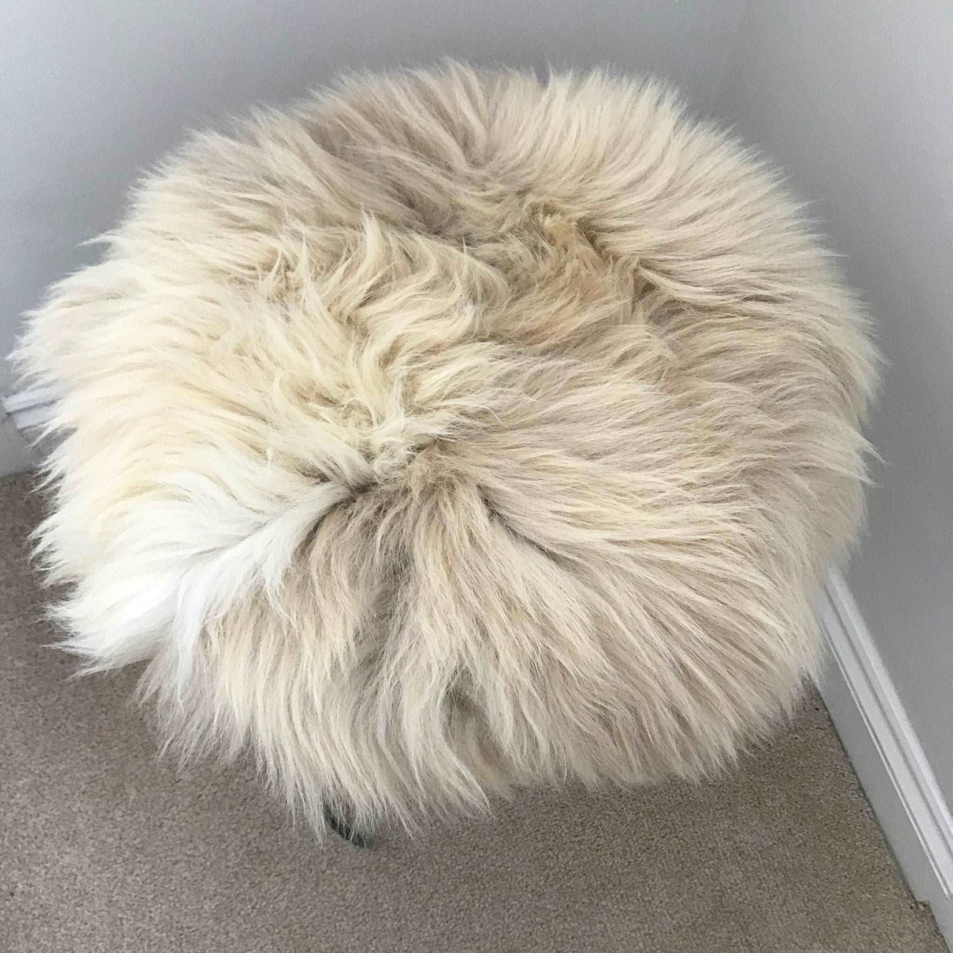 100% Genuine Real Sheepskin Seat Pad British Roundie 35cm Cream / Light Browns - ScentiMelti Home Fragrance, Beauty & Gifts UK