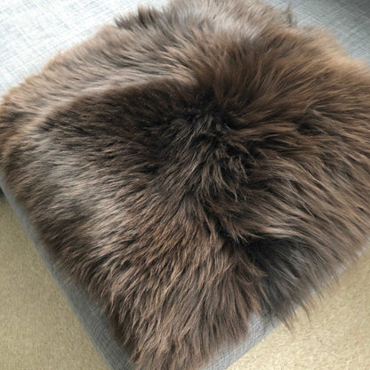 100% Real Eco Sheepskin Seat Pad British Square 37cm Natural Brown - ScentiMelti Home Fragrance, Beauty & Gifts UK