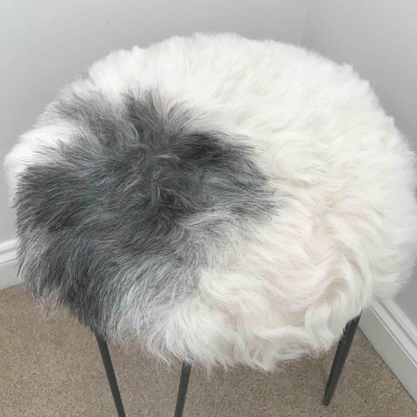 100% Real Sheepskin Seat Pad Icelandic Roundie 35cm Creams / Greys Shorn 50mm UK - ScentiMelti Home Fragrance, Beauty & Gifts UK