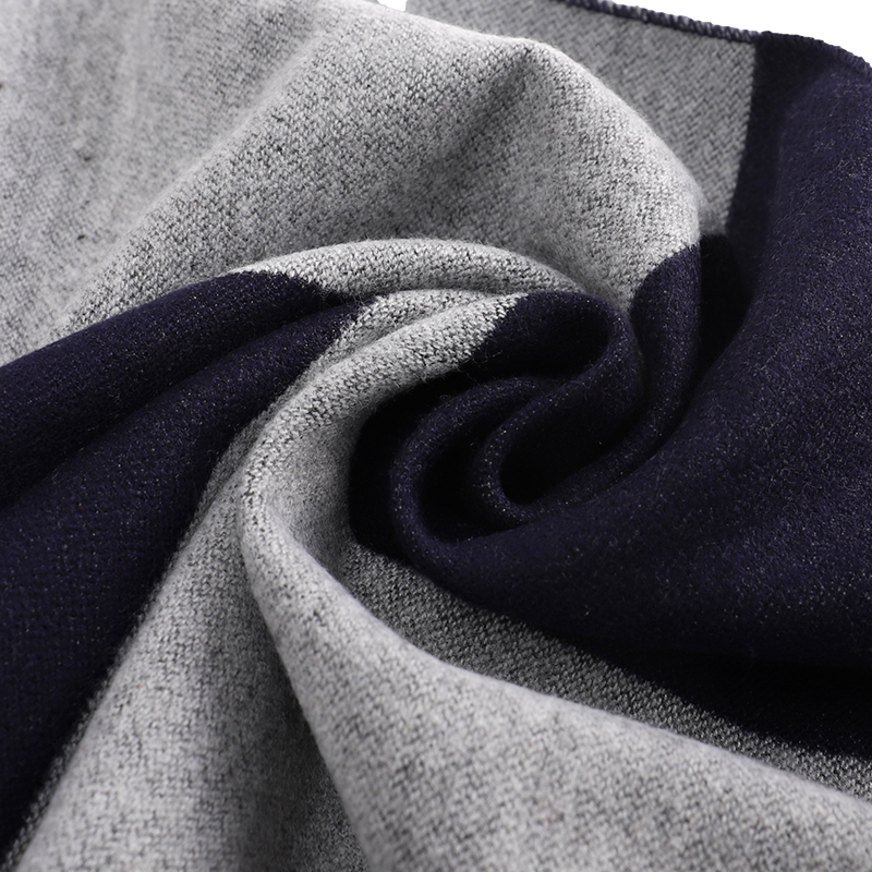 Men's Checked Wool Scarf Navy Grey - ScentiMelti Home Fragrance, Beauty & Gifts UK