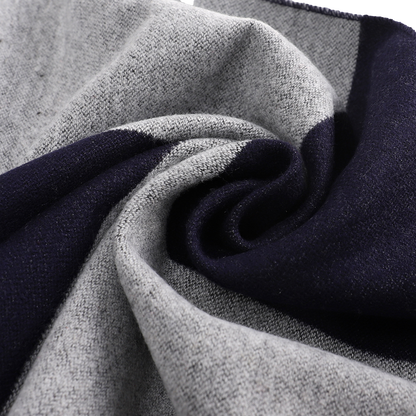 Men's Checked Wool Scarf Navy Grey - ScentiMelti Home Fragrance, Beauty & Gifts UK