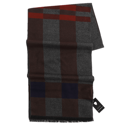 Men's Checked Wool Scarf Grey Brown Blue Red - ScentiMelti Home Fragrance, Beauty & Gifts UK