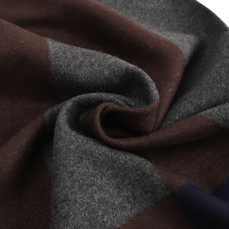 Men's Checked Wool Scarf Grey Brown Blue Red - ScentiMelti Home Fragrance, Beauty & Gifts UK