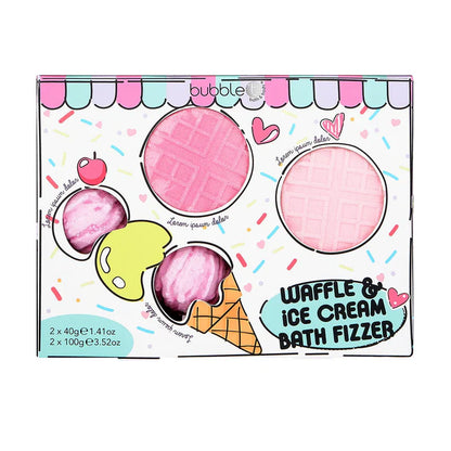 Bubble T Cosmetics Waffle & Ice Cream Bath Bomb Gift Set - Set of 4 - ScentiMelti Home Fragrance, Beauty & Gifts UK