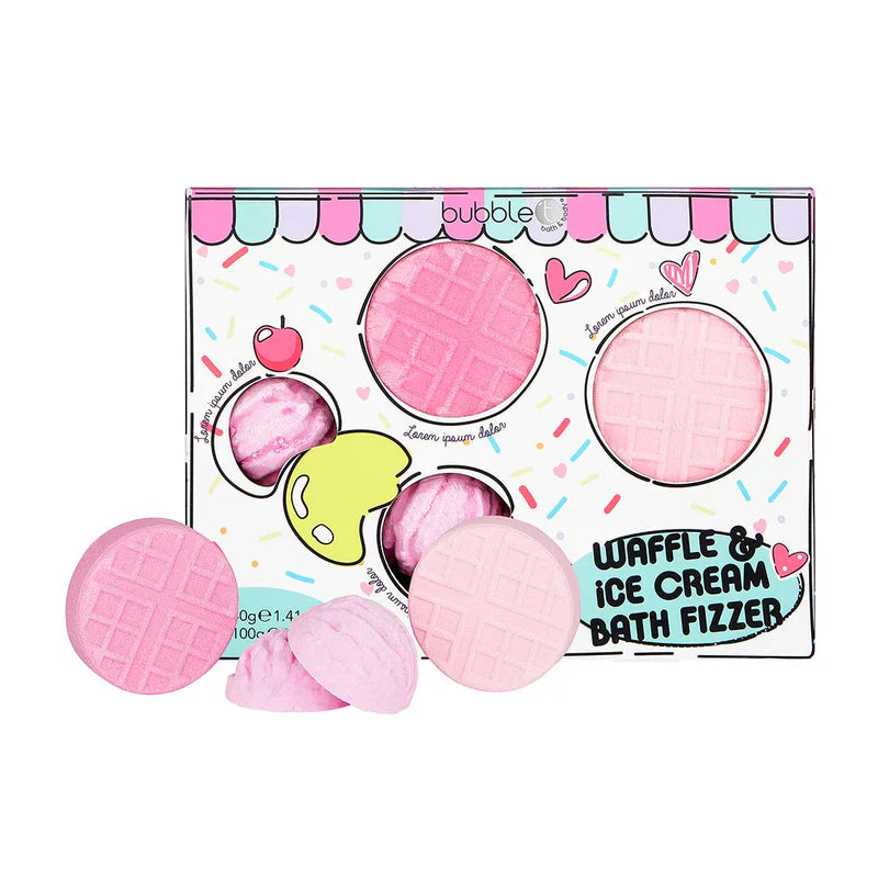 Bubble T Cosmetics Waffle & Ice Cream Bath Bomb Gift Set - Set of 4 - ScentiMelti Home Fragrance, Beauty & Gifts UK