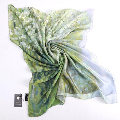 Fruit Trees In Bloom Green Satin Scarf - ScentiMelti Home Fragrance, Beauty & Gifts UK