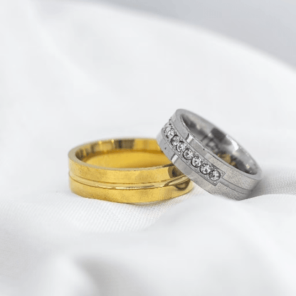 Silver Gold Couple Wedding Promise Band Ring Set - ScentiMelti Home Fragrance, Beauty & Gifts UK