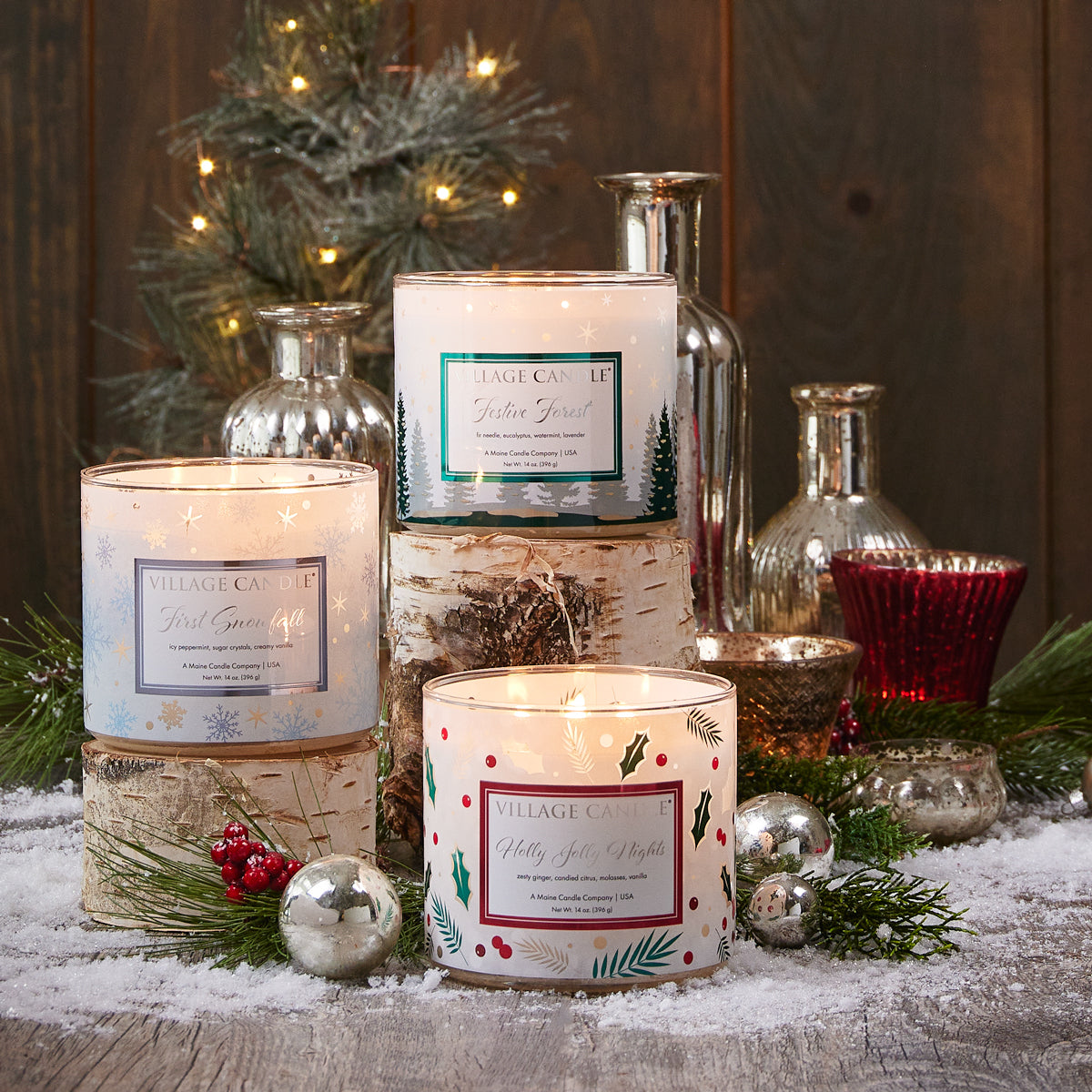 Village Candle - Festive Forest - Luminary Bowl - ScentiMelti Home Fragrance, Beauty & Gifts UK