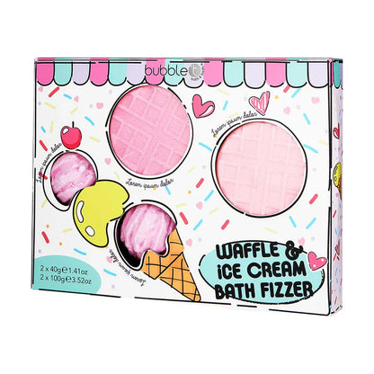 Bubble T Cosmetics Waffle & Ice Cream Bath Bomb Gift Set - Set of 4 - ScentiMelti Home Fragrance, Beauty & Gifts UK