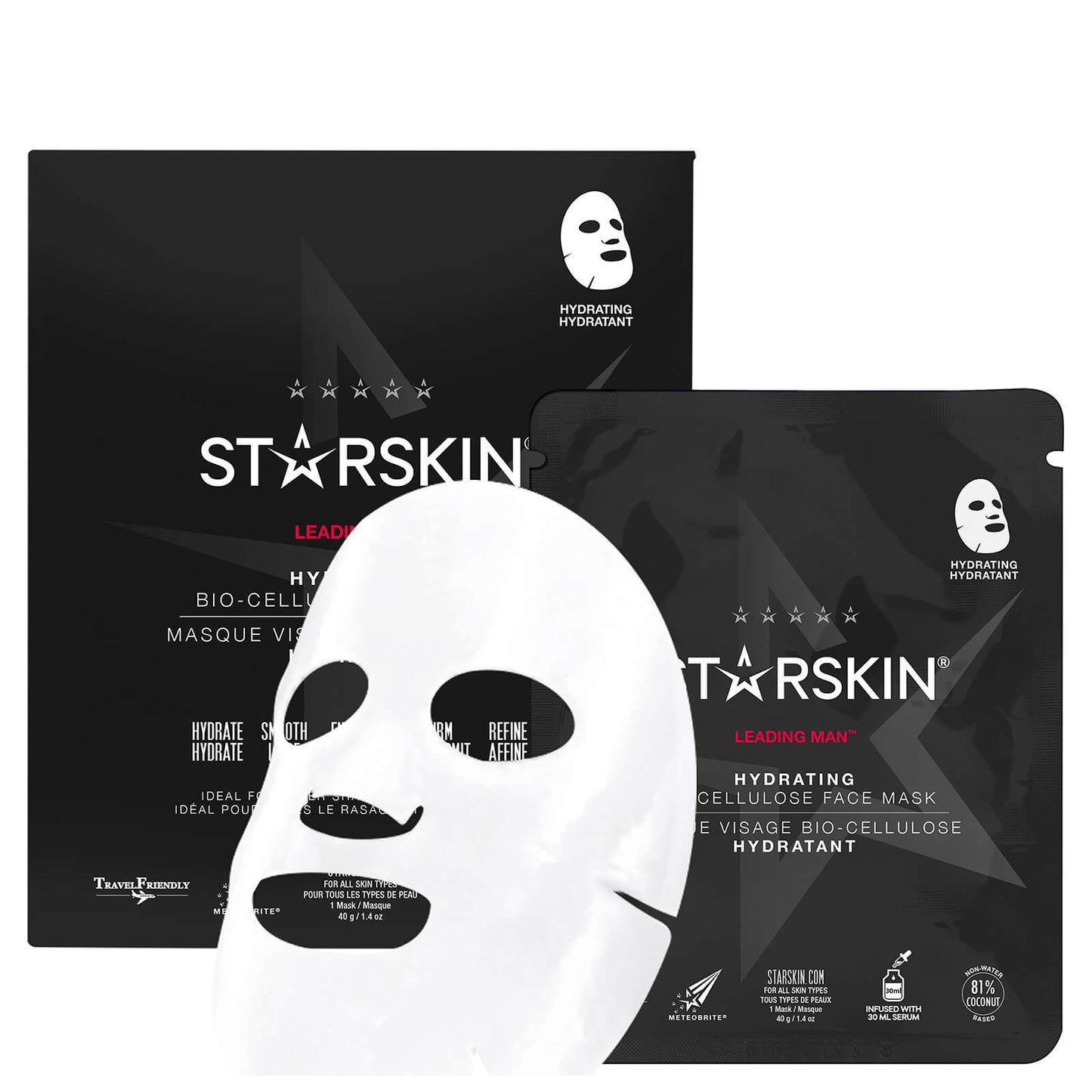 STARSKIN Leading Man Hydrating Coconut Bio-Cellulose Second Skin Face Mask 40g - ScentiMelti Home Fragrance, Beauty & Gifts UK