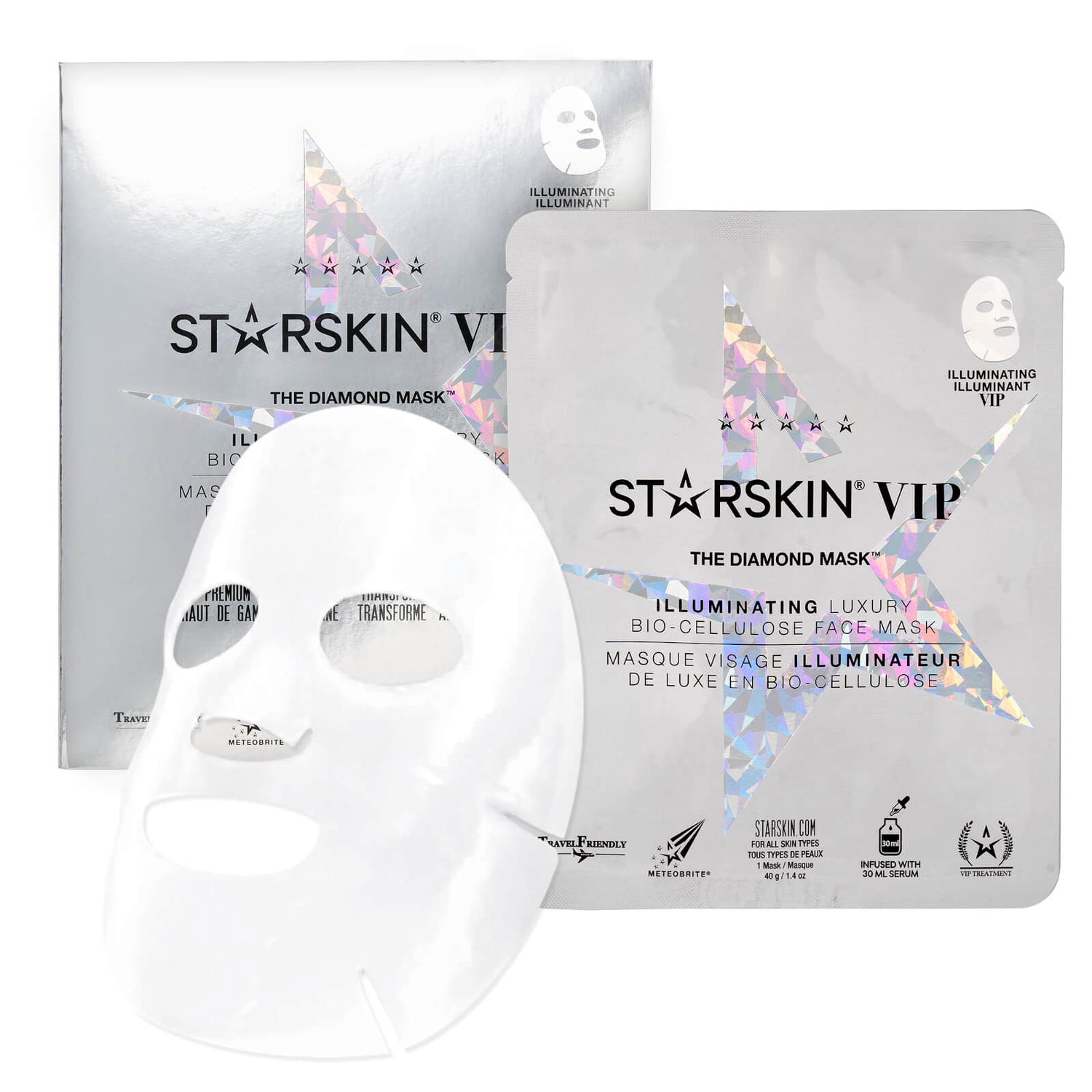 STARSKIN The Diamond Mask™ VIP Illuminating Coconut Bio-Cellulose Second Skin Face Mask - ScentiMelti Home Fragrance, Beauty & Gifts UK