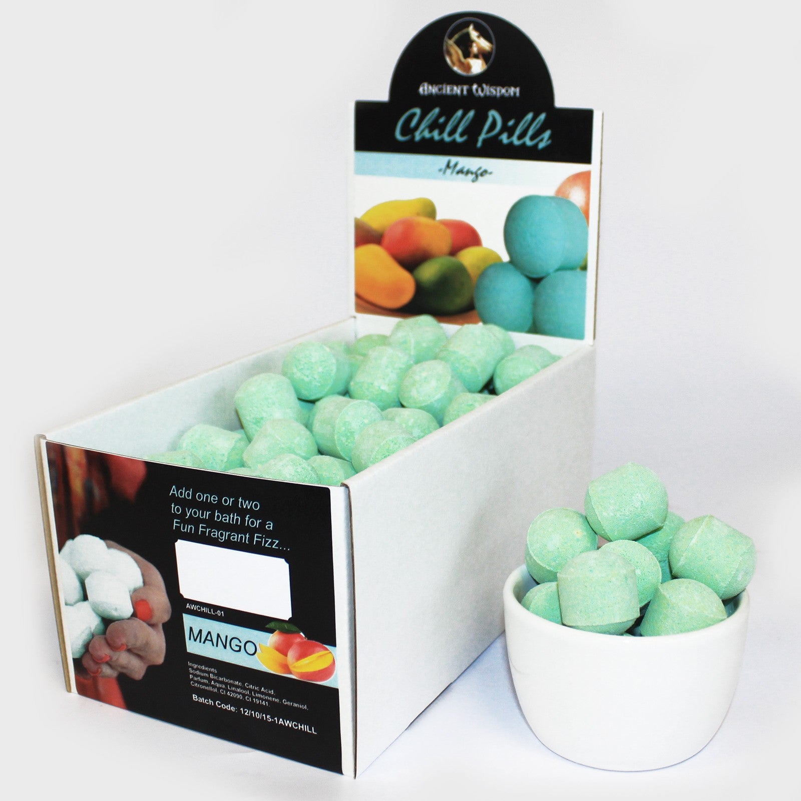 1.3Kg Box of Chill Pills (Mini Bath Bombs) - Mango - ScentiMelti Home Fragrance, Beauty & Gifts UK