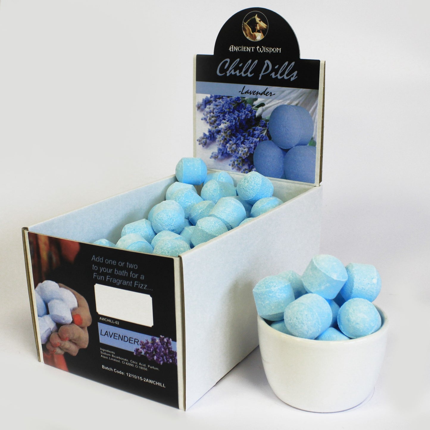 1.3Kg Box of  Chill Pills (Mini Bath Bombs) - Lavender - ScentiMelti Home Fragrance, Beauty & Gifts UK