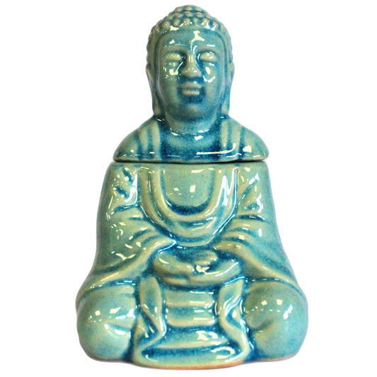 Sitting Buddha Oil Burner - Blue - ScentiMelti  Sitting Buddha Oil Burner - Blue