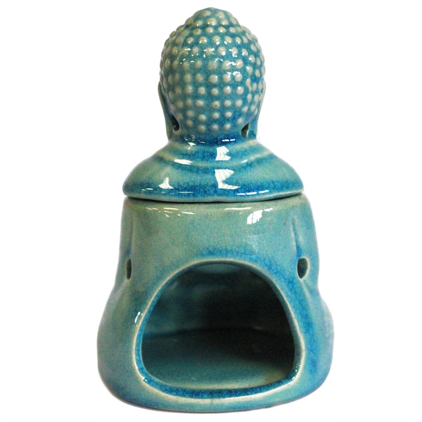 Sitting Buddha Oil Burner - Blue - ScentiMelti  Sitting Buddha Oil Burner - Blue