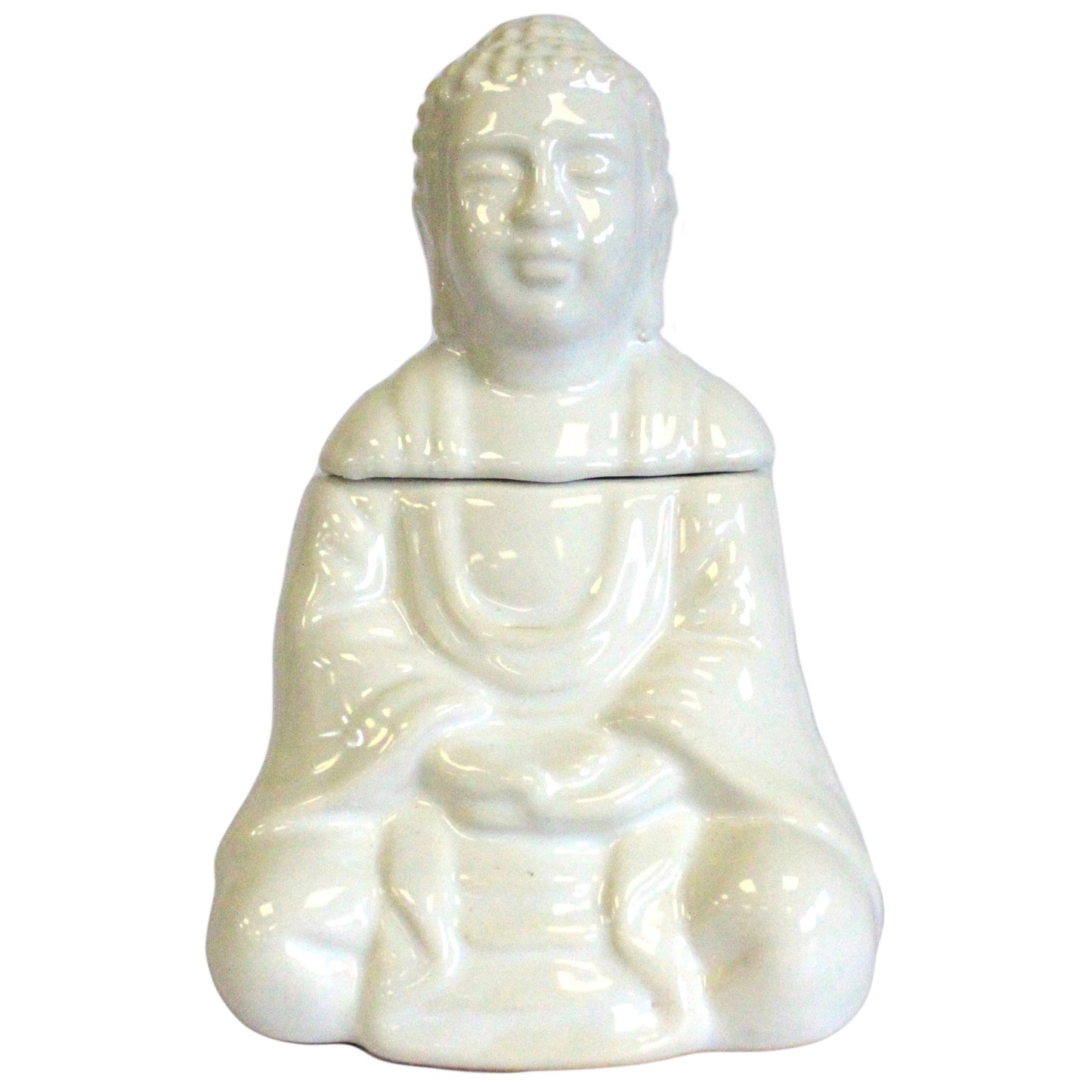 Sitting Buddha Oil Burner - White - ScentiMelti  Sitting Buddha Oil Burner - White