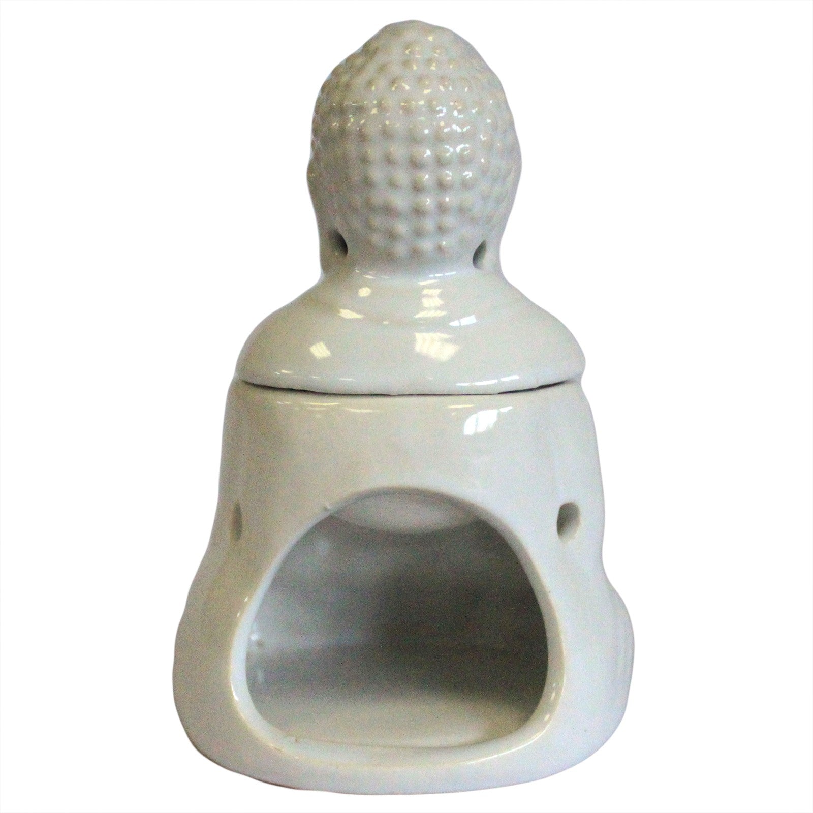 Sitting Buddha Oil Burner - White - ScentiMelti  Sitting Buddha Oil Burner - White