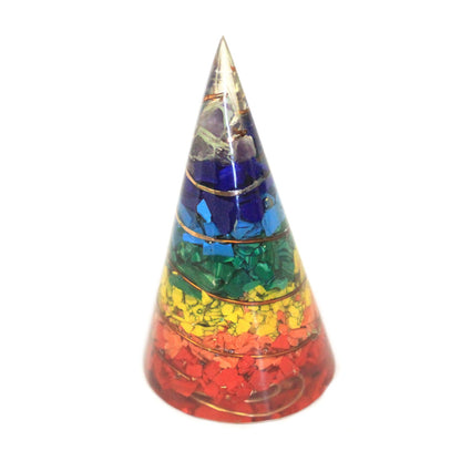 Orgonite Cone - 80mm - Multichip - ScentiMelti  Orgonite Cone - 80mm - Multichip