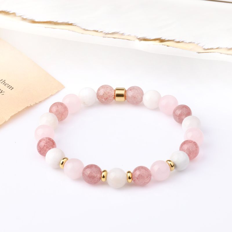 Rose Quartz Bracelet with Moonstone and Strawberry Quartz - ScentiMelti Home Fragrance, Beauty & Gifts UK