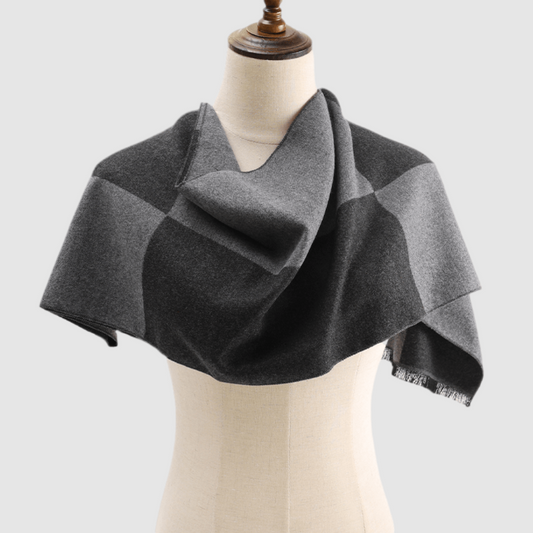 Men's Checked Wool Scarf Black Grey - ScentiMelti Home Fragrance, Beauty & Gifts UK