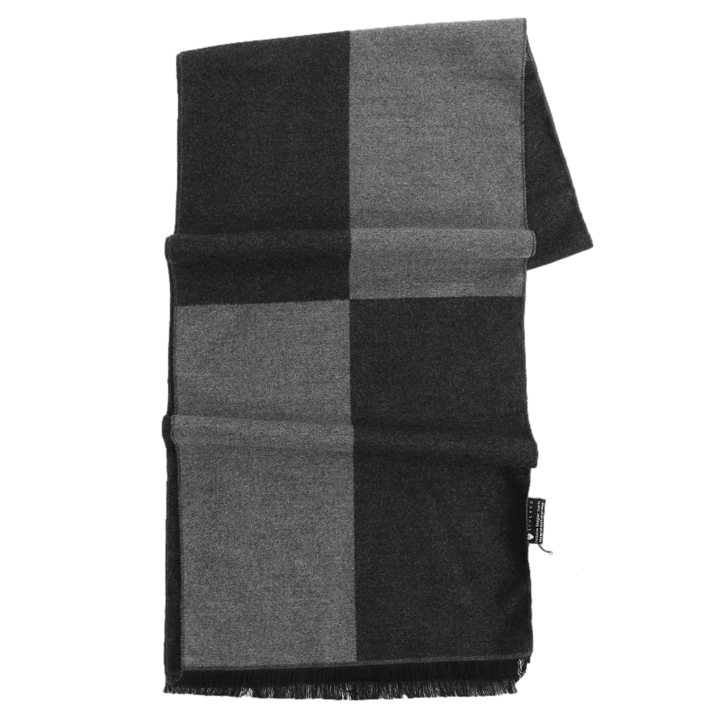 Men's Checked Wool Scarf Black Grey - ScentiMelti Home Fragrance, Beauty & Gifts UK