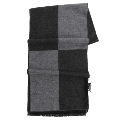 Men's Checked Wool Scarf Black Grey - ScentiMelti Home Fragrance, Beauty & Gifts UK