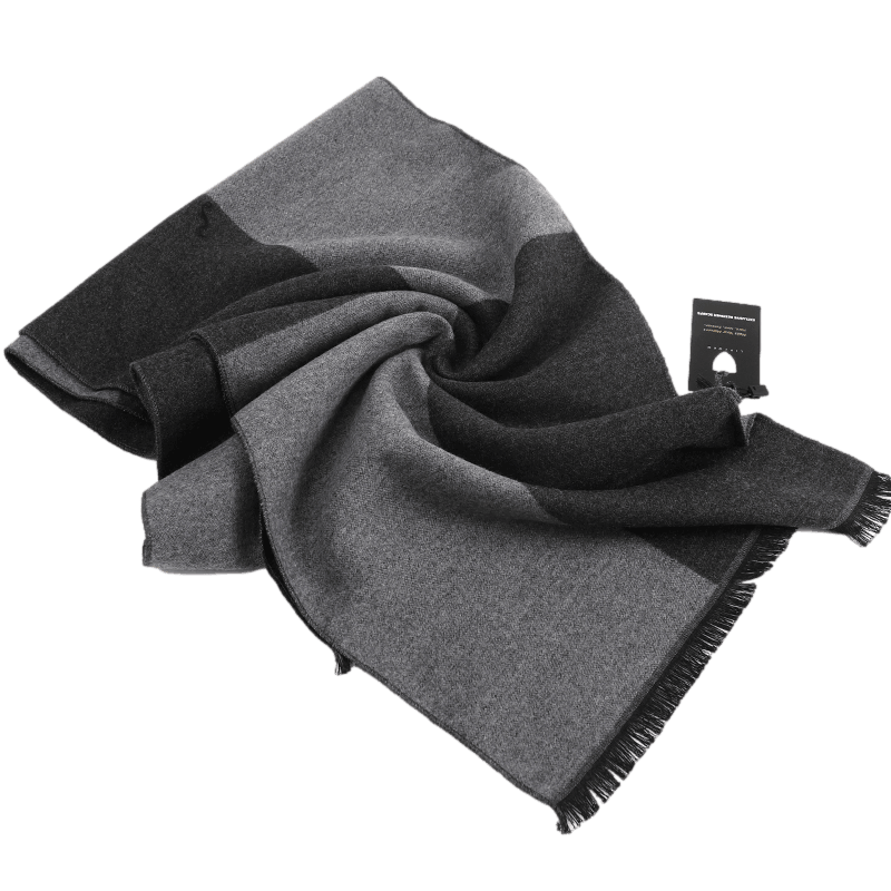 Men's Checked Wool Scarf Black Grey - ScentiMelti Home Fragrance, Beauty & Gifts UK