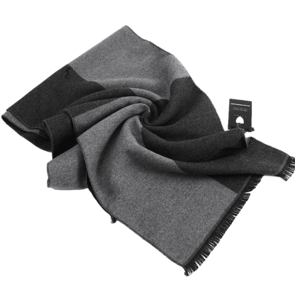 Men's Checked Wool Scarf Black Grey - ScentiMelti Home Fragrance, Beauty & Gifts UK