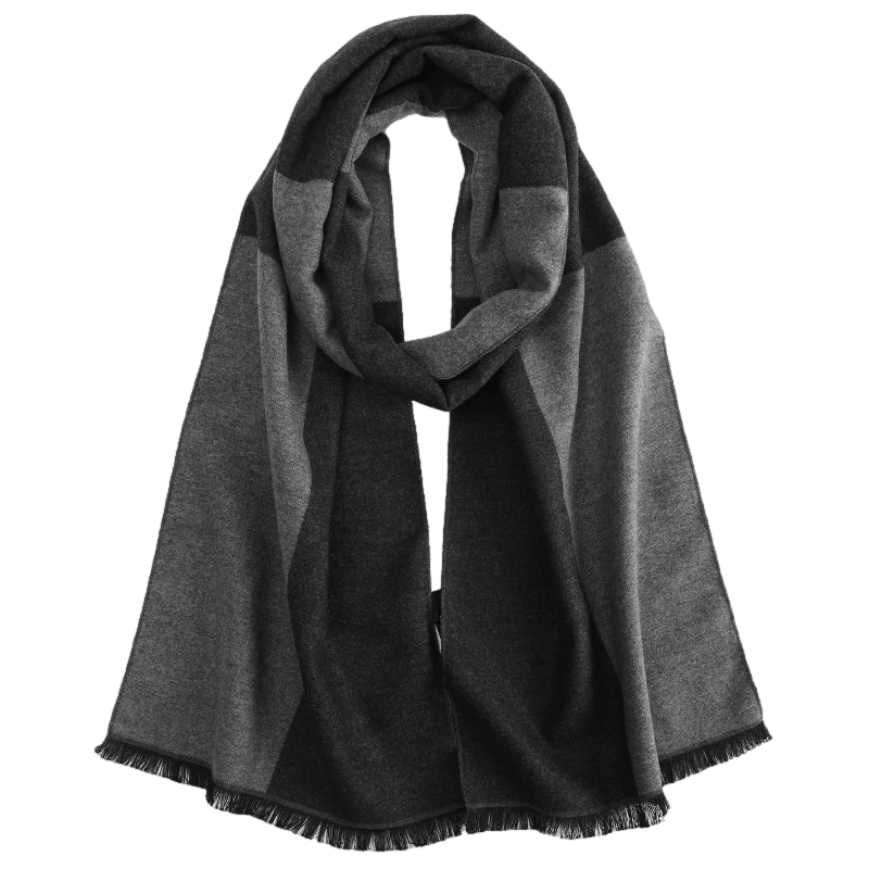 Men's Checked Wool Scarf Black Grey - ScentiMelti Home Fragrance, Beauty & Gifts UK