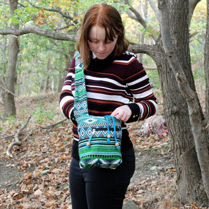 Jacquard Bag - Teal Sling Bag - ScentiMelti  Jacquard Bag - Teal Sling Bag