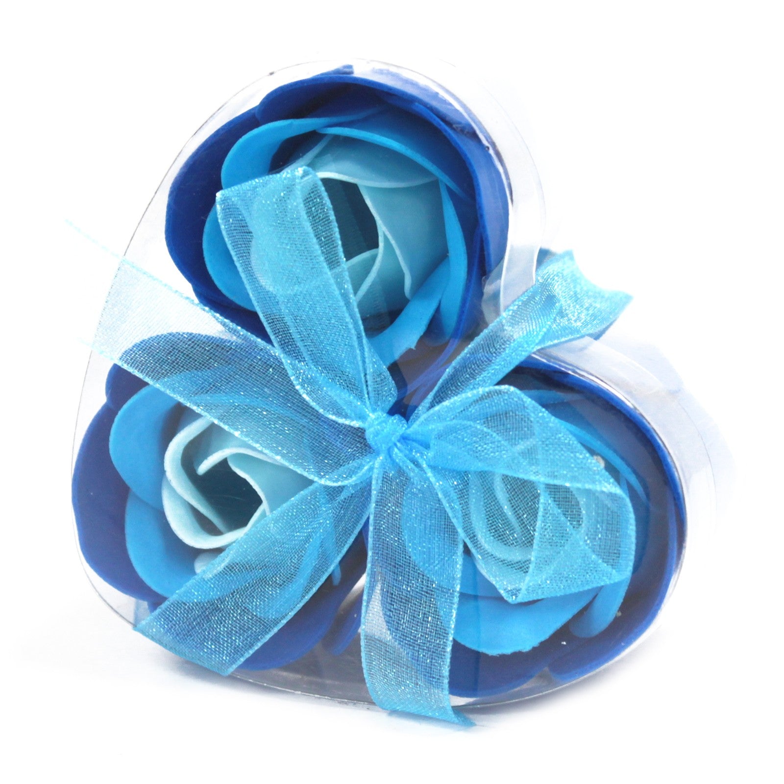 Set of 3 Soap Flower Heart Box - Blue Wedding Roses - ScentiMelti  Set of 3 Soap Flower Heart Box - Blue Wedding Roses