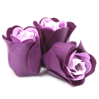 Set of 3 Soap Flower Heart Box - Lavender Roses - ScentiMelti  Set of 3 Soap Flower Heart Box - Lavender Roses