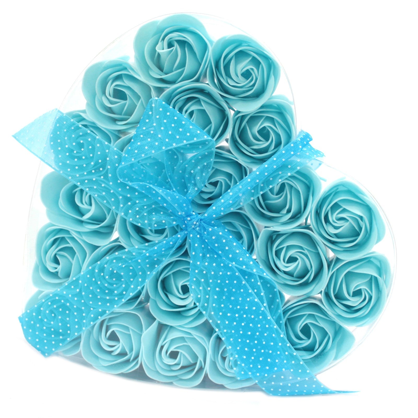 Set of 24 Soap Flower Heart Box - Blue Roses - ScentiMelti  Set of 24 Soap Flower Heart Box - Blue Roses