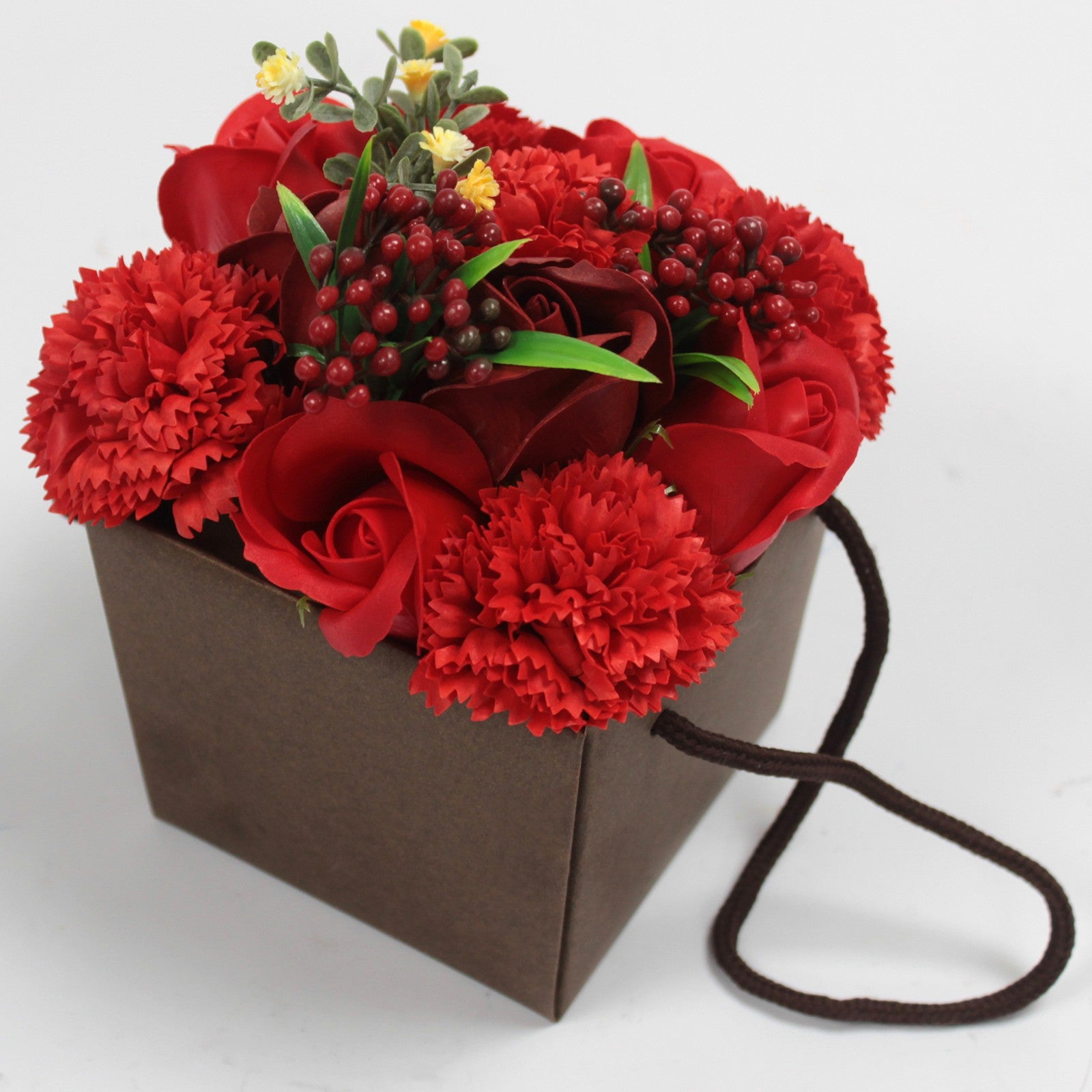 Soap Flower Bouquet - Red Rose & Carnation - ScentiMelti  Soap Flower Bouquet - Red Rose & Carnation