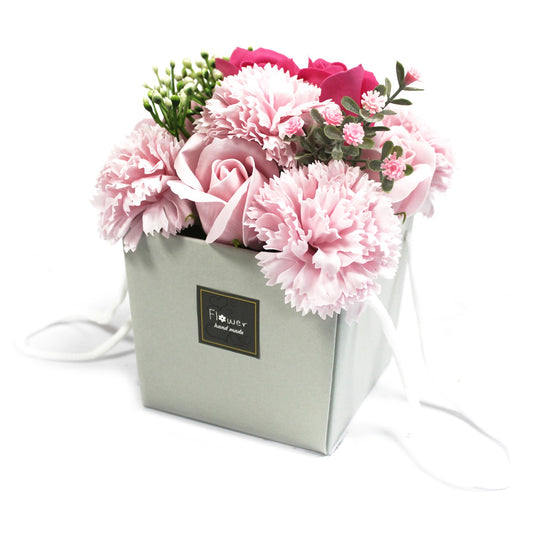 Soap Flower Bouquet - Pink Rose & Carnation - ScentiMelti  Soap Flower Bouquet - Pink Rose & Carnation