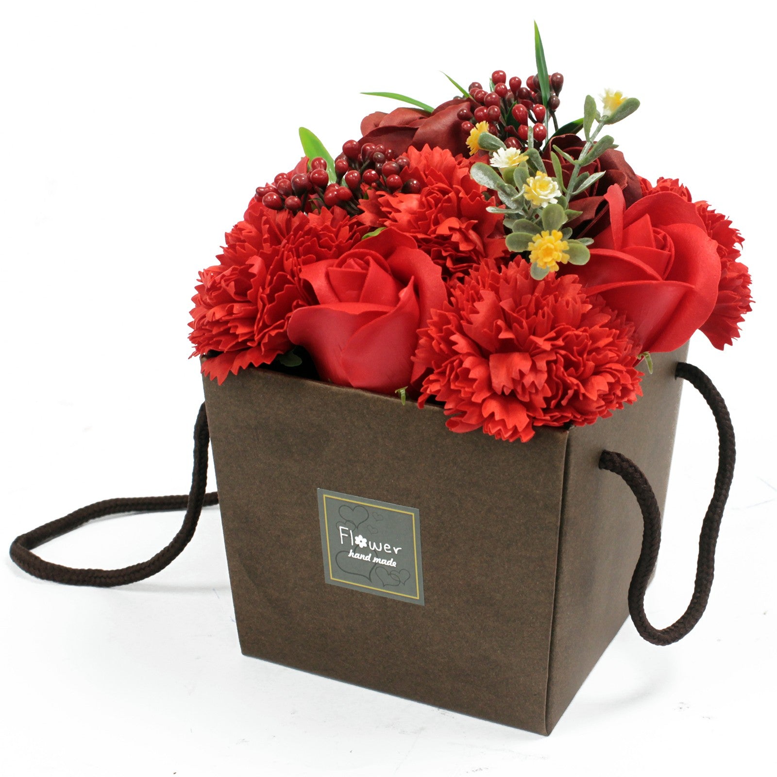 Soap Flower Bouquet - Red Rose & Carnation - ScentiMelti  Soap Flower Bouquet - Red Rose & Carnation