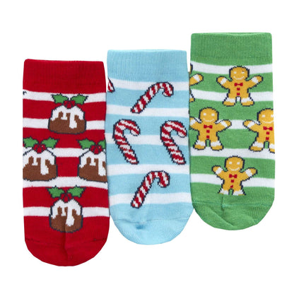 Unisex Babies Novelty Christmas Design Socks - 3 Pairs, Choose Stripes or Pattern - ScentiMelti Home Fragrance, Beauty & Gifts UK