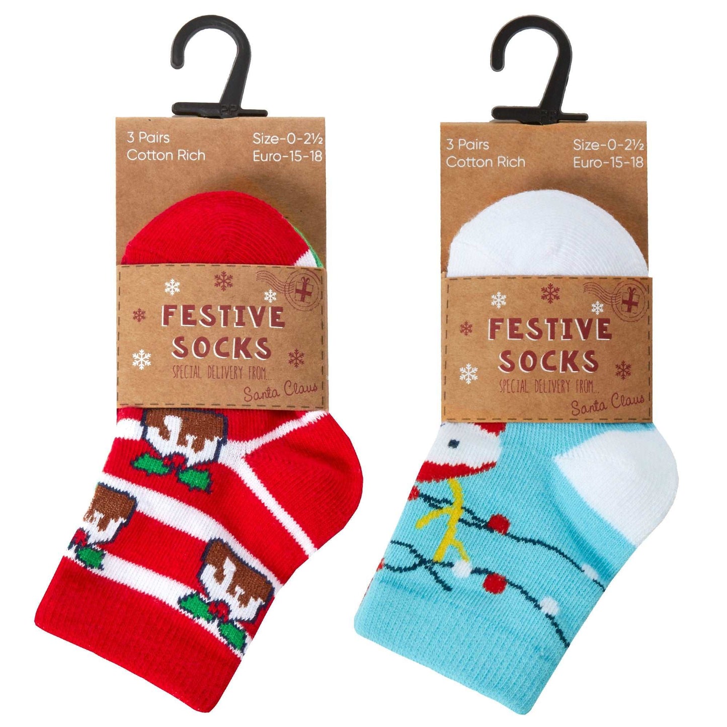 Unisex Babies Novelty Christmas Design Socks - 3 Pairs, Choose Stripes or Pattern - ScentiMelti Home Fragrance, Beauty & Gifts UK