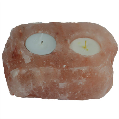 Natural Salt Candle Holder - 2 holes - ScentiMelti  Natural Salt Candle Holder - 2 holes