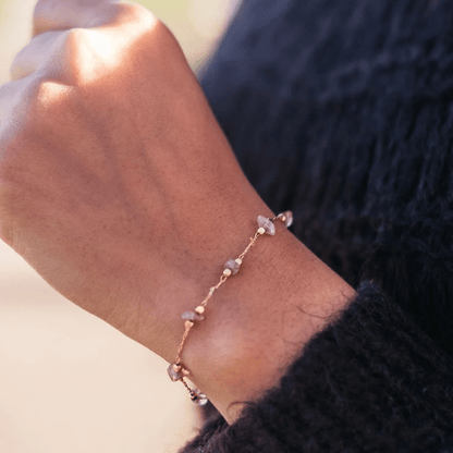 Gold Crystal Quartz Minimalist Healing Dainty Pink White Crystal Bracelet - ScentiMelti Home Fragrance, Beauty & Gifts UK