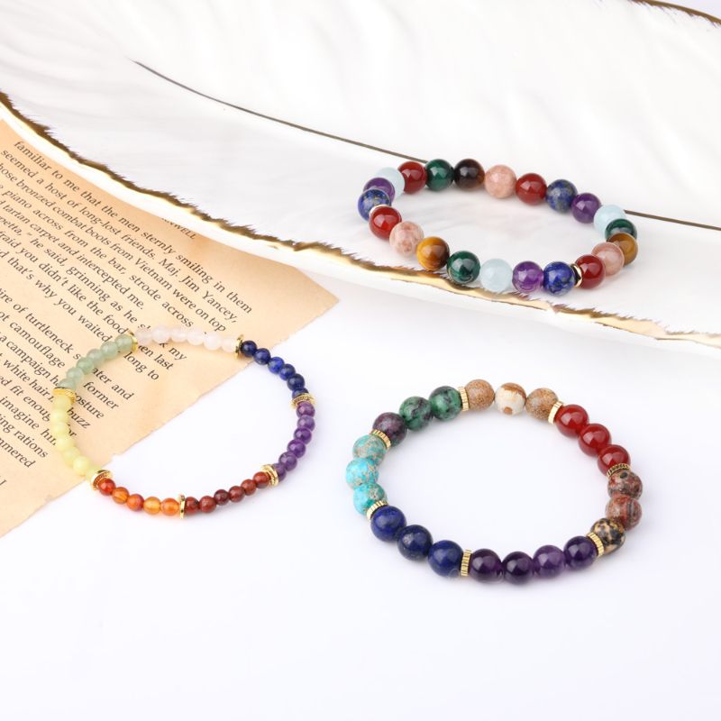 Bracelet Set 7 Chakra gold Plated - ScentiMelti Home Fragrance, Beauty & Gifts UK